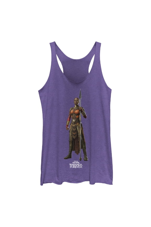 Women's Black Panther: Wakanda Forever Okoye Standing Tall Racerback Tank Top Purple Heather Small