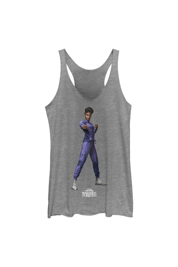 Women's Black Panther: Wakanda Forever Shuri Action Pose  Racerback Tank Top Gray Heather Small