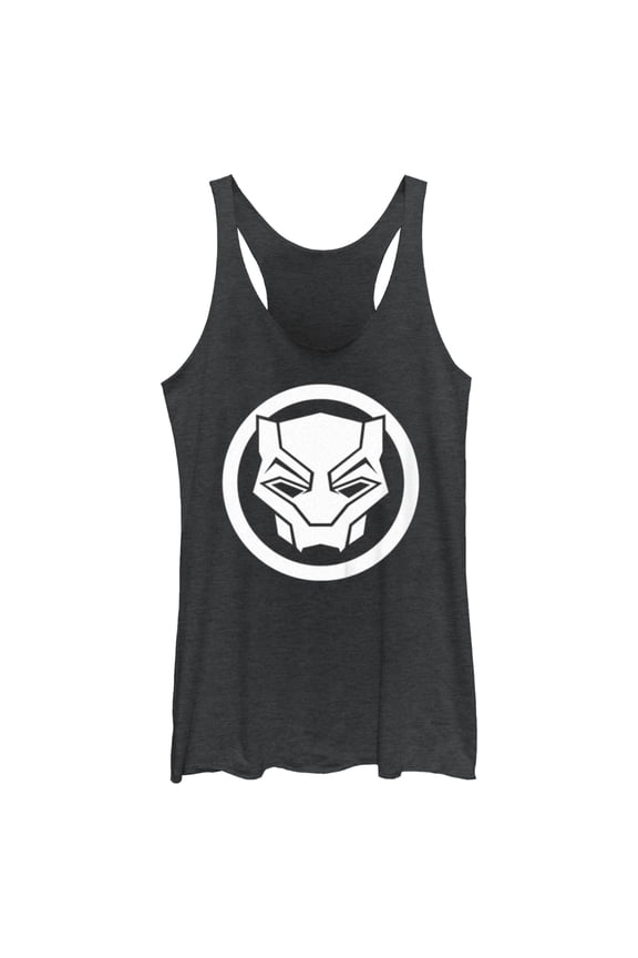 Women's Black Panther: Wakanda Forever White Panther Icon  Racerback Tank Top Black Heather Large