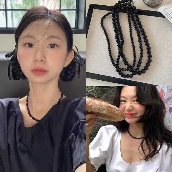 Women's Black Pearl Necklace Light Luxury Minority High-grade Clavicle Chain