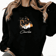 thumbnail image 1 of Women's Black Personalized Calico Cat "Charlie" Sweatshirt S-3XL Pet Lover Casual Tops, 1 of 5