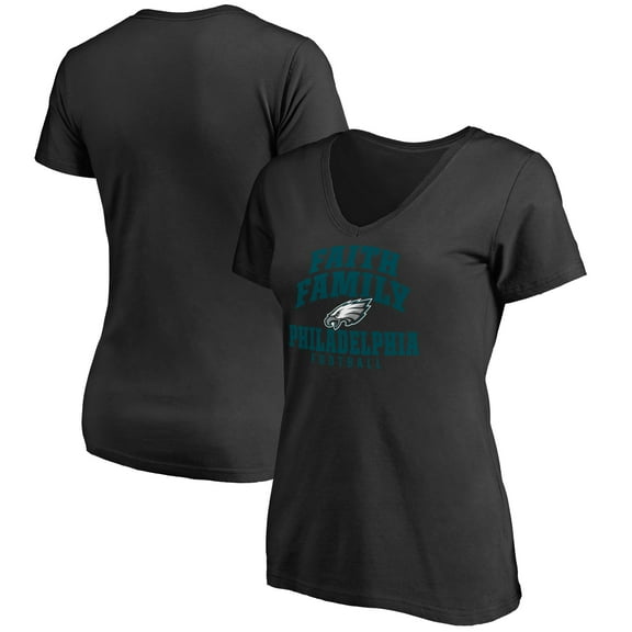 Women's Black Philadelphia Eagles Faith Family T-Shirt