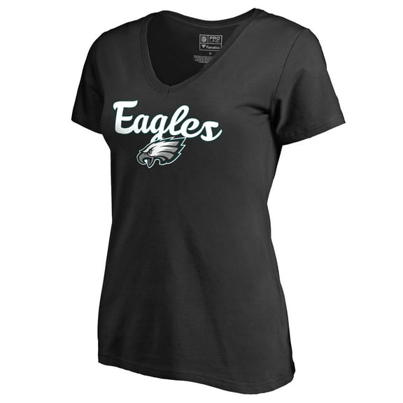Women's Black Philadelphia Eagles Freehand V-Neck T-Shirt