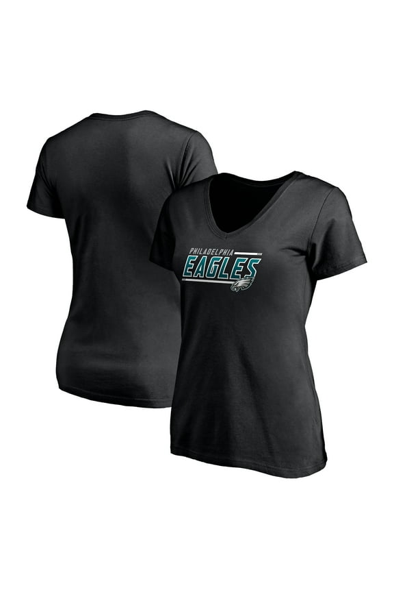 Women's Black Philadelphia Eagles Mascot In Bounds V-Neck T-Shirt