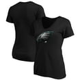 thumbnail image 1 of Women's Black Philadelphia Eagles Midnight Mascot Logo V-Neck T-Shirt, 1 of 3
