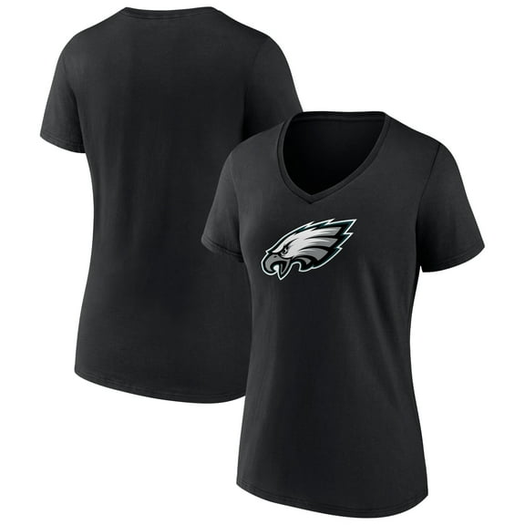 Women's Black Philadelphia Eagles Primary Team Logo V-Neck T-Shirt