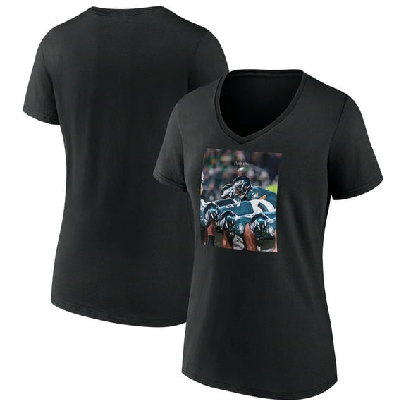 Women's Black Philadelphia Eagles Push On V-Neck T-Shirt