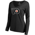 thumbnail image 1 of Women's Black Philadelphia Flyers Team Alternate Long Sleeve V-Neck T-Shirt, 1 of 3