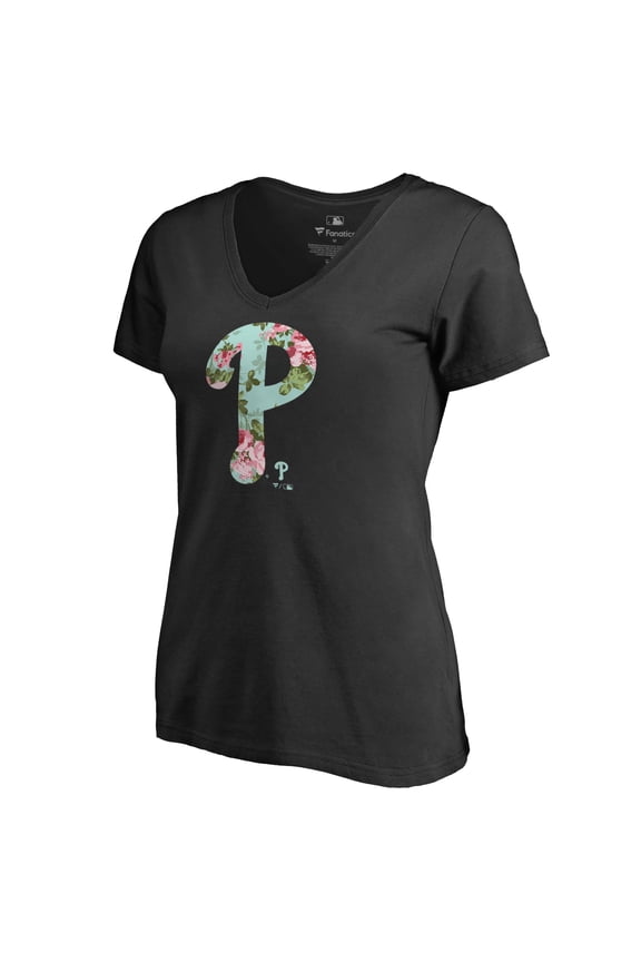 Women's Black Philadelphia Phillies Lovely V-Neck T-Shirt