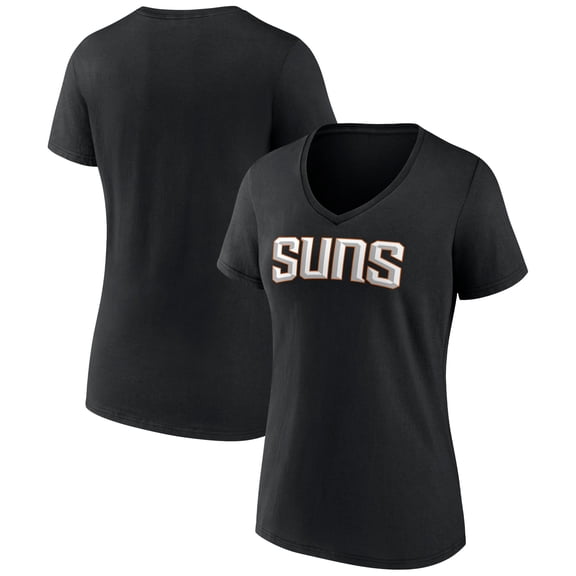 Women's Black Phoenix Suns Wordmark V-Neck T-Shirt