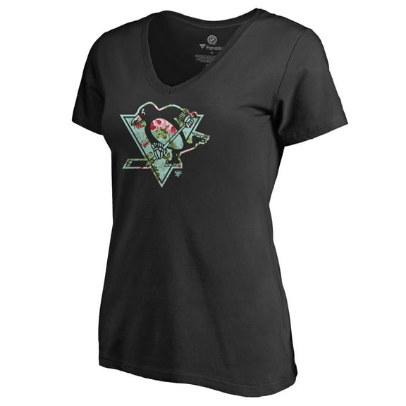 Women's Black Pittsburgh Penguins Lovely V-Neck T-Shirt