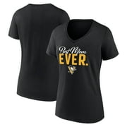 Women's Black Pittsburgh Penguins Mother's Day Best Mom Ever V-Neck T-Shirt