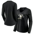 thumbnail image 1 of Women's Black Pittsburgh Penguins Special Edition Primary Logo V-Neck Long Sleeve T-Shirt, 1 of 3