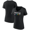 thumbnail image 1 of Women's Black Pittsburgh Pirates City Pride V-Neck T-Shirt, 1 of 3