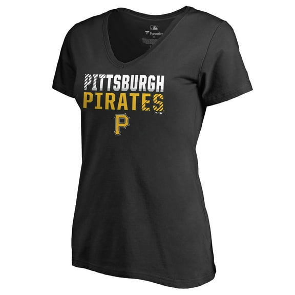 Women's Black Pittsburgh Pirates Fade Out V-Neck T-Shirt