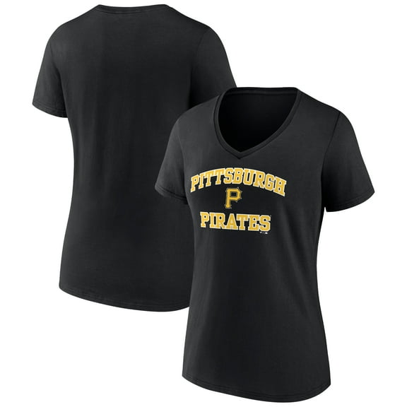 Women's Black Pittsburgh Pirates Heart and Soul V-Neck T-Shirt