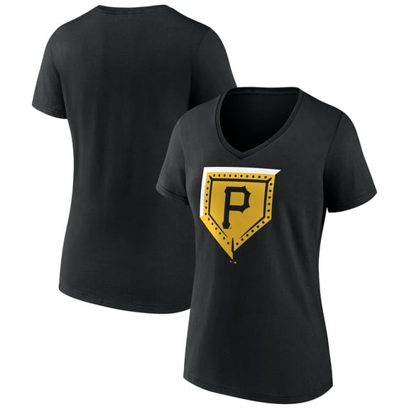 Women's Black Pittsburgh Pirates Hometown Steel Plate V-Neck T-Shirt