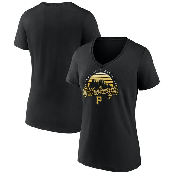 Women's Black Pittsburgh Pirates One Champion V-Neck T-Shirt