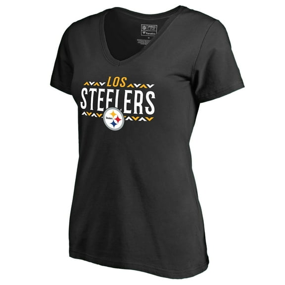 Women's Black Pittsburgh Steelers Arriba V-Neck T-Shirt