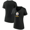 thumbnail image 1 of Women's Black Pittsburgh Steelers Logo Team Lockup V-Neck T-Shirt, 1 of 3