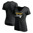 thumbnail image 1 of Women's Black Pittsburgh Steelers Long Stride V-Neck T-Shirt, 1 of 3