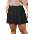 thumbnail image 1 of Women's Black Plus Size Boho Ruffled Shorts – Elastic Waist with Lace Trim for Summer Fun, 4X, 1 of 11