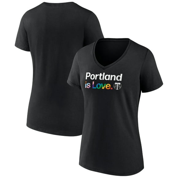 Women's Black Portland Timbers Team City Pride Logo - V-Neck T-Shirt