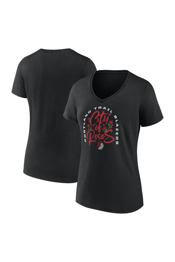 Women's Black Portland Trail Blazers Huddle V-Neck T-Shirt