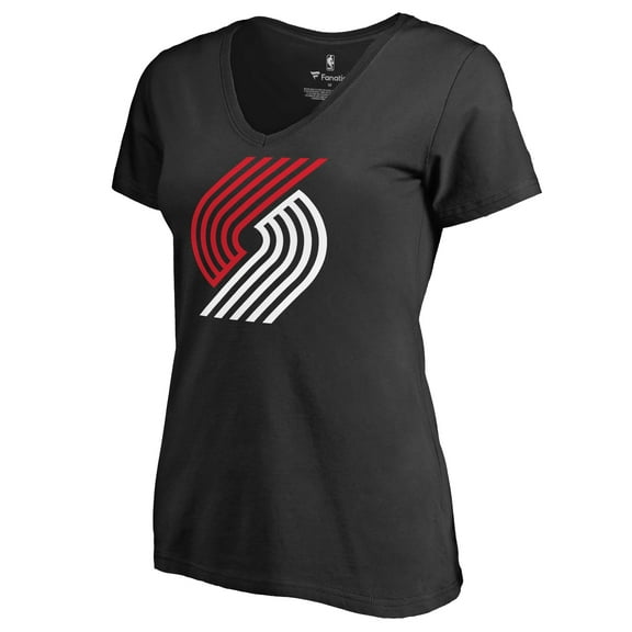 Women's Black Portland Trail Blazers Primary Logo V-Neck T-Shirt