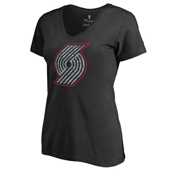 Women's Black Portland Trail Blazers Static Logo V-Neck T-Shirt