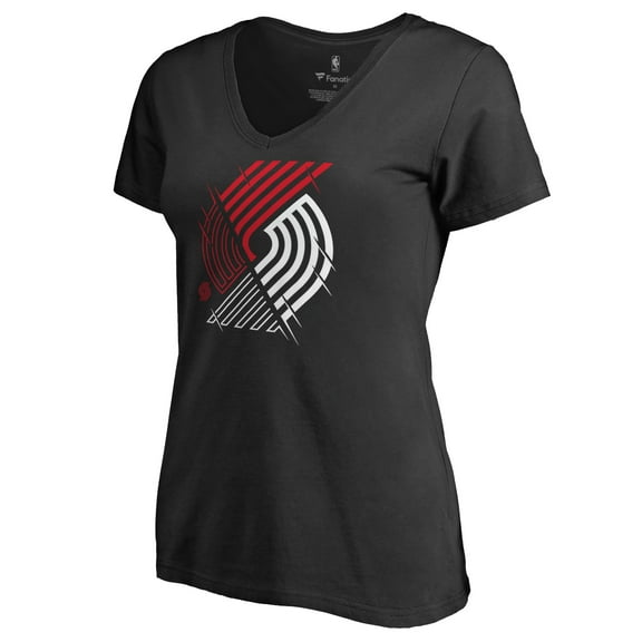 Women's Black Portland Trail Blazers X-Ray Slim Fit V-Neck T-Shirt