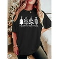 thumbnail image 1 of Women's Black Print Tshirt Graphic Tees Shirts Christmas Tree Merry Christmas Design Casual Tops S-5XL, 1 of 5