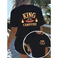 thumbnail image 1 of Women's Black Print Tshirt Graphic Tees Shirts King Of The Campfire Sausage Camping Design Casual Tops S-5XL, 1 of 5