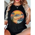 thumbnail image 1 of Women's Black Print Tshirt Graphic Tees Shirts Retro Cool Alligator With Sunglasses Tropical Animal S-5XL Tops, 1 of 5