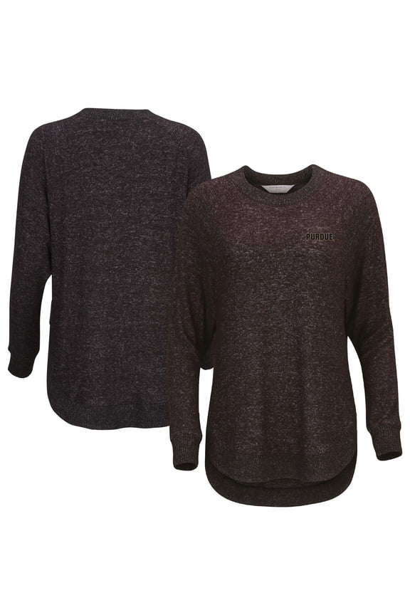 Women's Black Purdue Boilermakers Oversized Cuddle Raglan Tri-Blend Pullover Sweatshirt