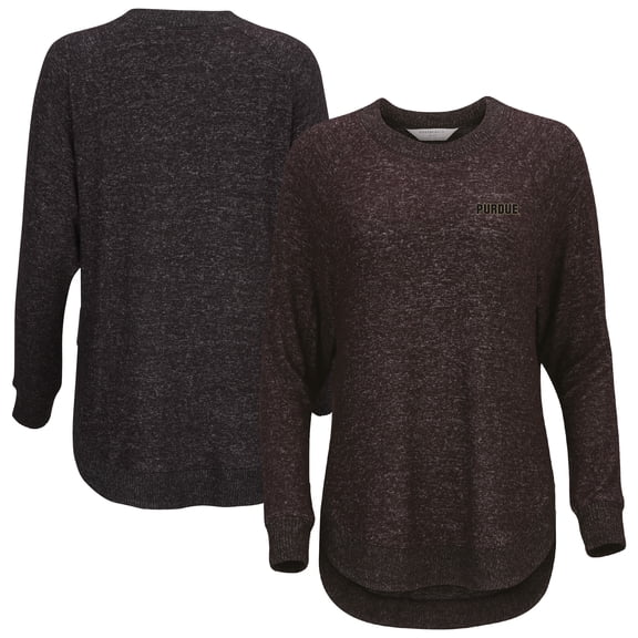 Women's Black Purdue Boilermakers Oversized Cuddle Raglan Tri-Blend Pullover Sweatshirt