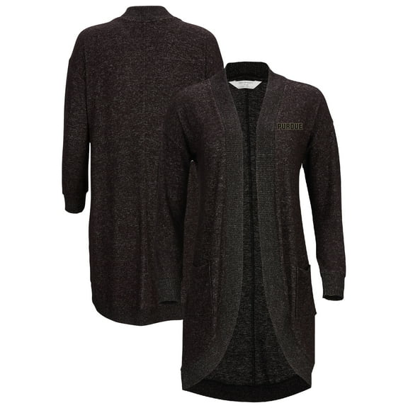 Women's Black Purdue Boilermakers Oversized Cuddle Tri-Blend Cardigan