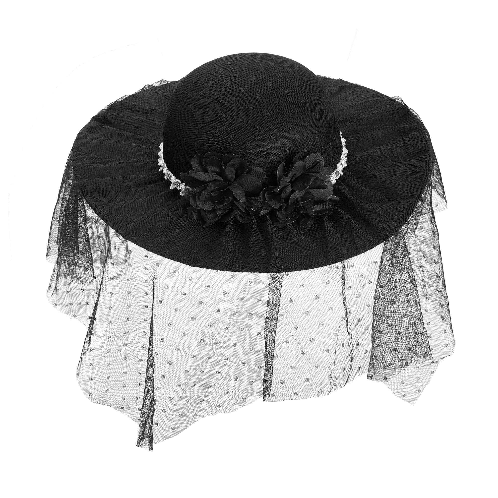 Black Wool Felt Bowler Hat with Feather Flower Trim Vintage Women Hat Elegant Adora Black Wool Cloche Bowler  main image 2