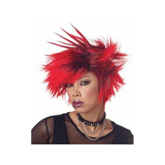 Women's Black & Red Spiked Wig