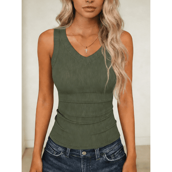 Women's Black Ribbed Knit Tank Top - High Neck Sleeveless Slim Fit Basic Layering Top