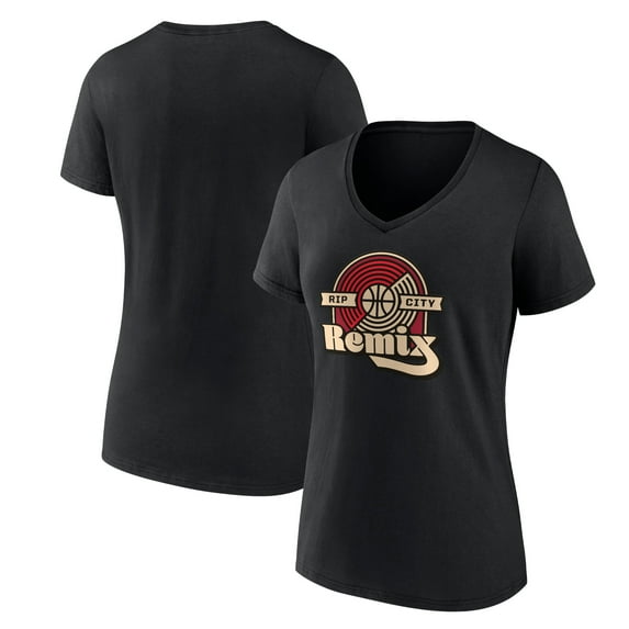 Women's Black Rip City Remix Primary Logo V-Neck T-Shirt