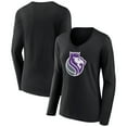 thumbnail image 1 of Women's Black Sacramento Kings Alternate Logo V-Neck Long Sleeve T-Shirt, 1 of 3
