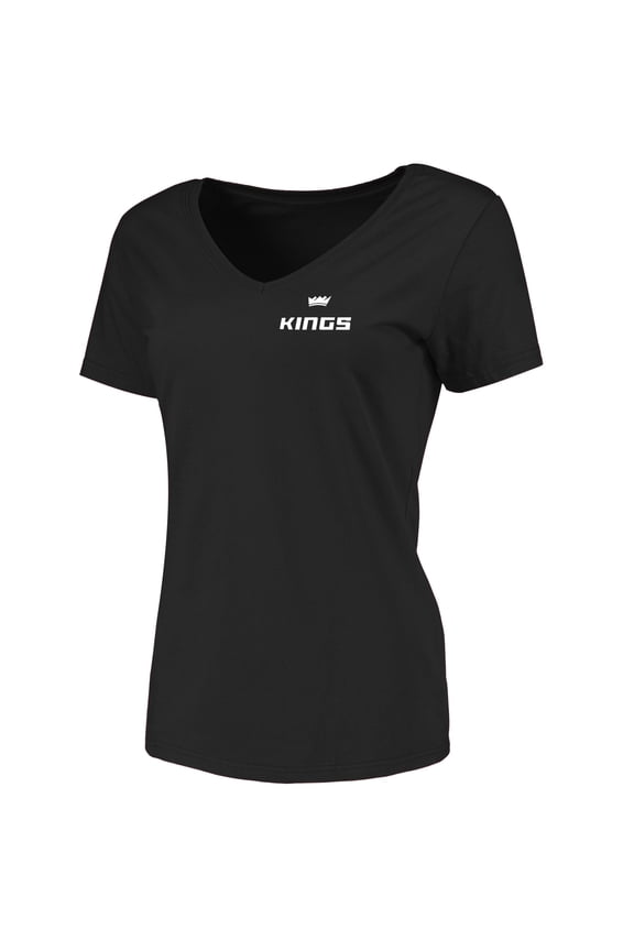 Women's Black Sacramento Kings Logo V-Neck T-Shirt