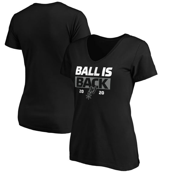 Women's Black San Antonio Spurs Ball Is Back V-Neck T-Shirt
