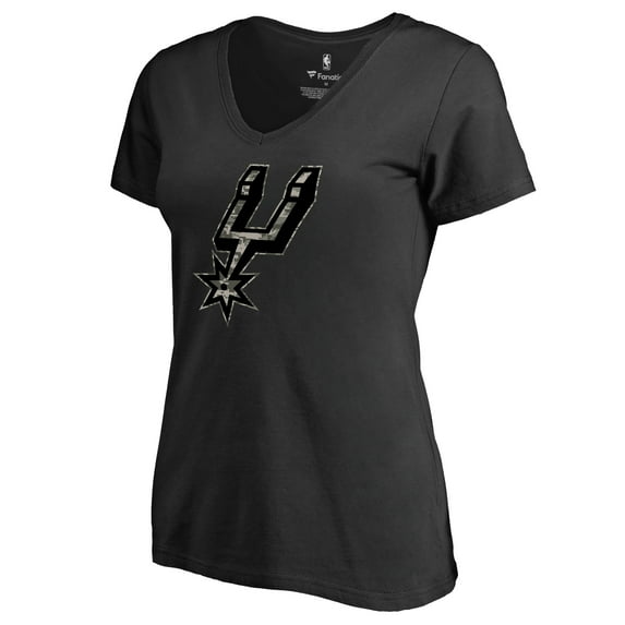 Women's Black San Antonio Spurs Cloak Camo V-Neck T-Shirt