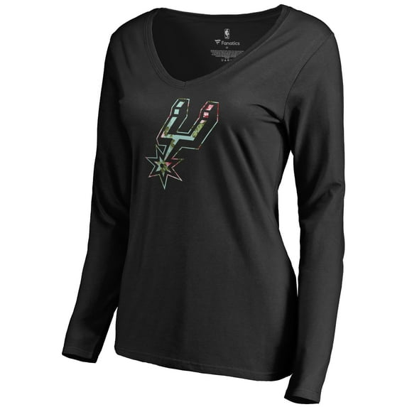 Women's Black San Antonio Spurs Lovely V-Neck Long Sleeve T-Shirt