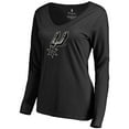 thumbnail image 1 of Women's Black San Antonio Spurs Midnight Mascot Long Sleeve V-Neck T-Shirt, 1 of 3