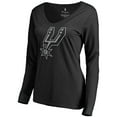 thumbnail image 1 of Women's Black San Antonio Spurs Primary Logo V-Neck Long Sleeve T-Shirt, 1 of 3