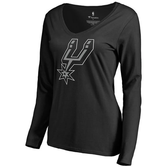 Women's Black San Antonio Spurs Primary Logo V-Neck Long Sleeve T-Shirt