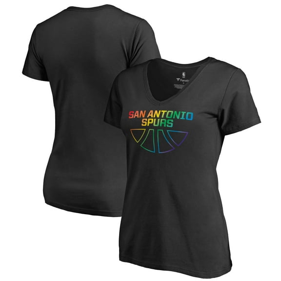 Women's Black San Antonio Spurs Team Pride Wordmark V-Neck T-Shirt